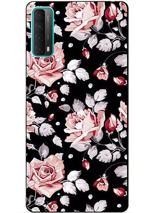 Силиконовый бампер чехол для huawei p smart 2021 с рисунком розы