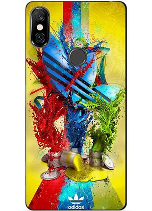 Силиконовый бампер чехол для xiaomi redmi note 6 pro с рисунком adidas