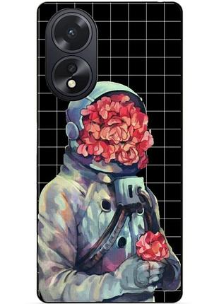 Силіконовий чохол бампер для oppo a18 з малюнком скафандр квіти