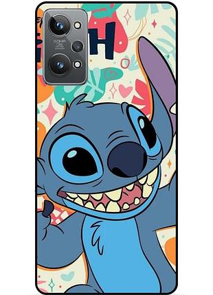 Силиконовый бампер чехол для realme gt2 с рисунком stitch стич