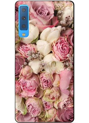 Силиконовый чехол для samsung a7 2018 galaxy a750 с рисунком пионы