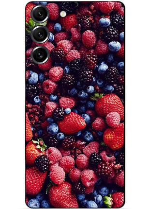 Силиконовый чехол бампер для samsung s23 plus с рисунком ягоды