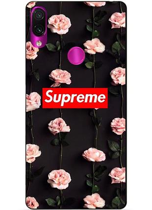 Чехол силиконовый для xiaomi redmi 7 с рисунком supreme на розах