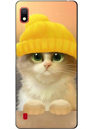 Чехол силиконовый для samsung a10 с рисунком котик в шапке