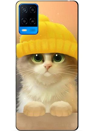 Силіконовий бампер чохол для oppo a54 з малюнком котик в шапці
