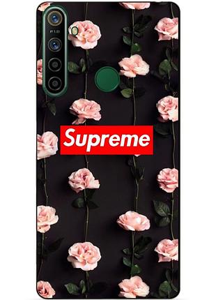 Силіконовий чохол бампер для realme 5i з малюнком supreme на трояндах