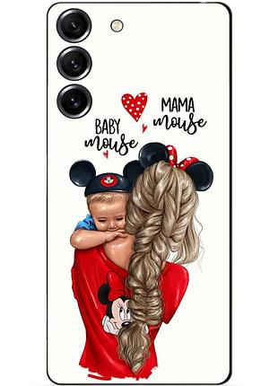 Силиконовый чехол бампер для samsung s23 plus с рисунком мама и малыш