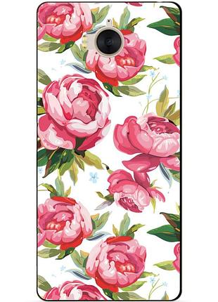 Силиконовый чехол для huawei y5 2017 с картинкой пионы