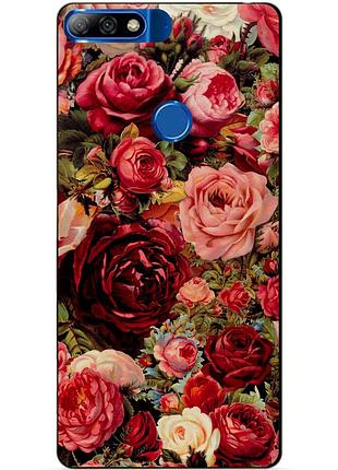Чохол силіконовий бампер для huawei y7 prime 2018 з малюнком червоні троянди