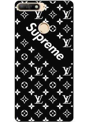 Силиконовый бампер чехол для huawei y6 prime 2018 с рисунком supreme