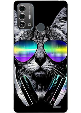 Силиконовый бампер чехол для zte blade a53 pro с рисунком кот в очках
