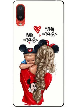 Силиконовый бампер чехол для samsung a02 galaxy a022 с рисунком мама и малыш