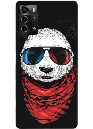 Силіконовий бампер чохол для zte blade a72 з малюнком панда в окулярах