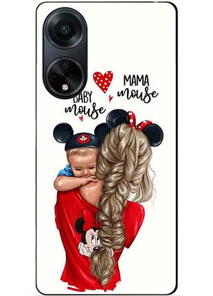Силиконовый бампер чехол для oppo a98 с рисунком мама и малыш
