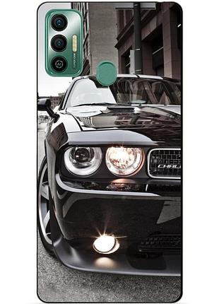 Силиконовый бампер чехол для tecno spark 7 с рисунком dodge