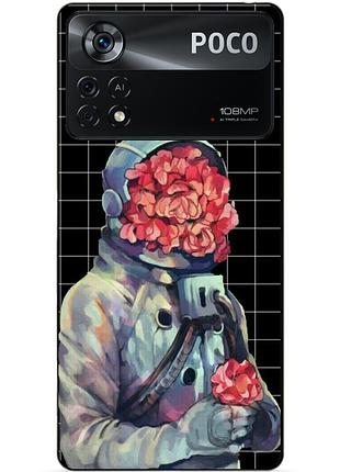 Силиконовый бампер чехол для xiaomi poco x4 pro 5g с рисунком букет цветов