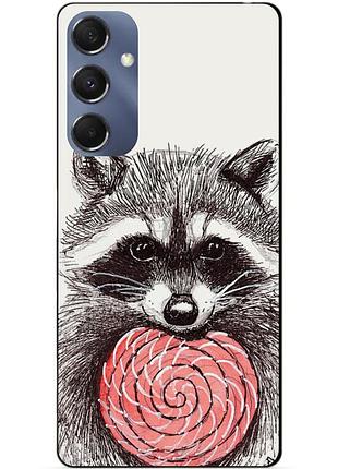 Силиконовый чехол бампер для samsung m34 5g с рисунком енот