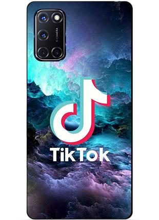 Силиконовый бампер чехол для oppo a52 с рисунком tik tok