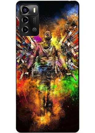 Силіконовий бампер чохол для zte blade a72 з малюнком воїн