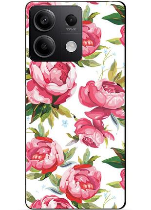 Чехол силиконовый бампер для xiaomi redmi note 13 5g с рисунком пионы цветы