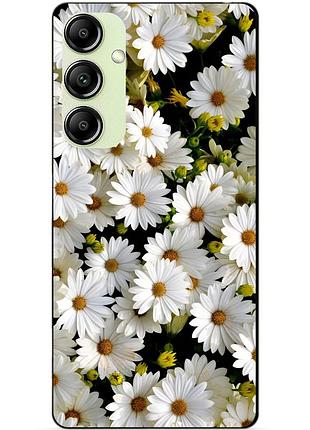 Чехол силиконовый бампер для samsung a14 с рисунком ромашки цветы