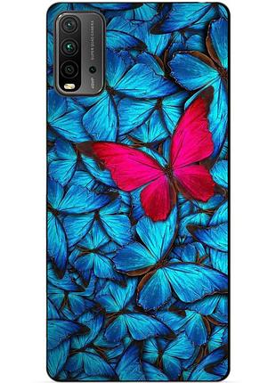 Силиконовый бампер чехол для xiaomi redmi 9t с рисунком мотыльки