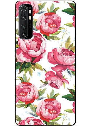 Силіконовий бампер чохол для xiaomi mi note 10 lite з малюнком півонії