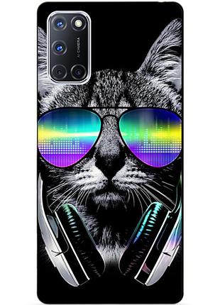 Силіконовий бампер чохол для oppo a72 з малюнком музичний кіт