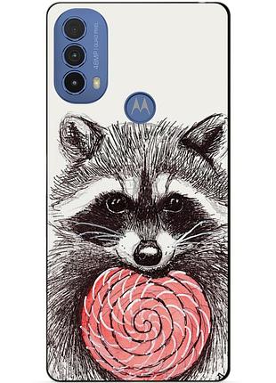 Силиконовый чехол бампер для motorola moto e40 с рисунком енот