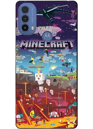 Силиконовый чехол бампер для motorola moto e20 игра minecraft майнкрафт