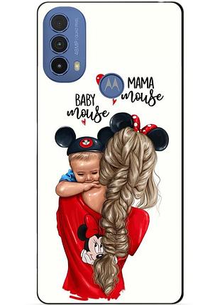 Силиконовый чехол бампер для motorola moto e20 с рисунком мама и малыш