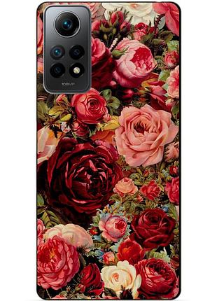 Силиконовый бампер чехол для xiaomi redmi note 12 pro с рисунком красные розы