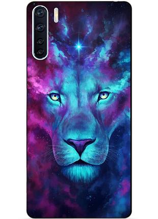 Силиконовый бампер чехол для oppo a91 с рисунком космический лев