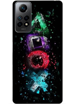 Силиконовый бампер чехол для xiaomi redmi note 12 pro с рисунком playstation