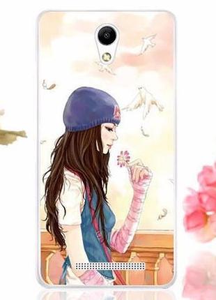 Силіконовий чохол бампер для xiaomi redmi note 2 з малюнком дівчина