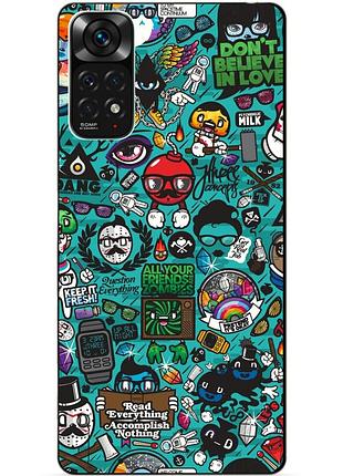 Силиконовый чехол бампер для xiaomi redmi note 11s / note 11 с рисунком стикеры