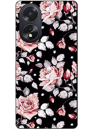 Силиконовый чехол бампер для oppo a18 с рисунком розы цветы
