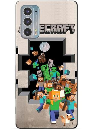 Силіконовий чохол бампер для motorola edge 20 з картинкою minecraft майнкрафт