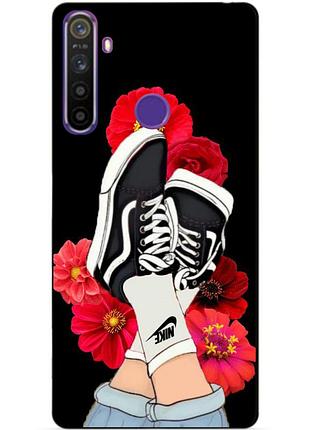 Силиконовый чехол бампер для realme 5 с рисунком кеды