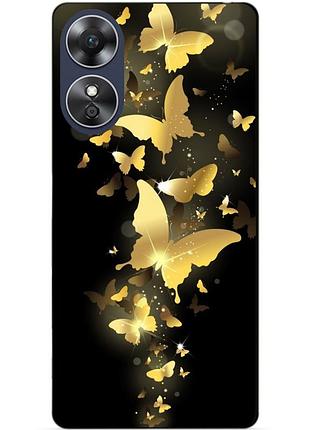 Силіконовий бампер чохол для oppo a17 з малюнком золоті метелики