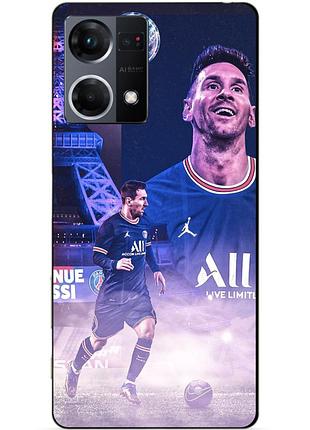 Силиконовый чехол бампер для oppo reno 7 с рисунком messi psg месси