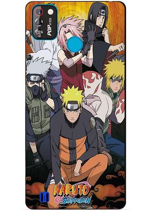 Силиконовый бампер чехол для tecno pop 4 pro с рисунком naruto аниме