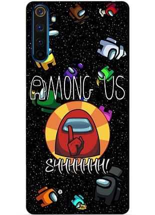 Силиконовый чехол бампер для realme 6 pro с рисунком among us