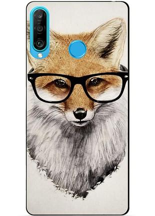 Силиконовый бампер чехол для huawei p30 lite с рисунком лиса