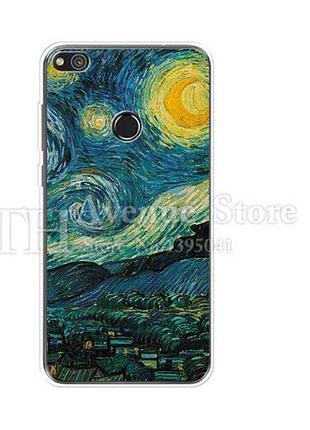 Силіконовий бампер чохол для huawei p8 lite 2017 з малюнком місячна ніч