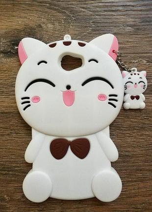 Об'ємний 3d силіконовий чохол для huawei y5ii y5 ii біла кішечка