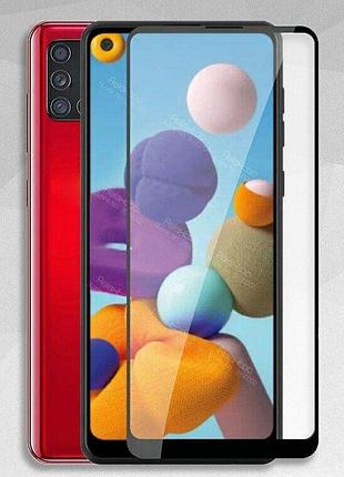 Защитное стекло full glue для samsung a21s черное 5d