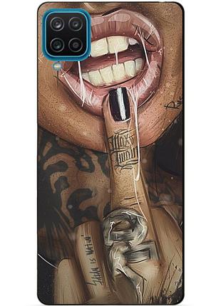Силиконовый бампер чехол для samsung a12 с рисунком swag