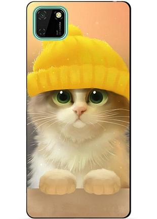 Силіконовий чохол бампер для huawei y5p з малюнком котик в шапці