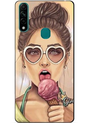 Силиконовый бампер чехол для oppo a31 с рисунком мороженое